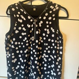 Tahari Black and White Polka Dot Tank Top Blouse